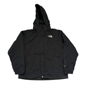The North Face Womens XL HyVent Rain Jacket Black Hooded Shell Windbreaker